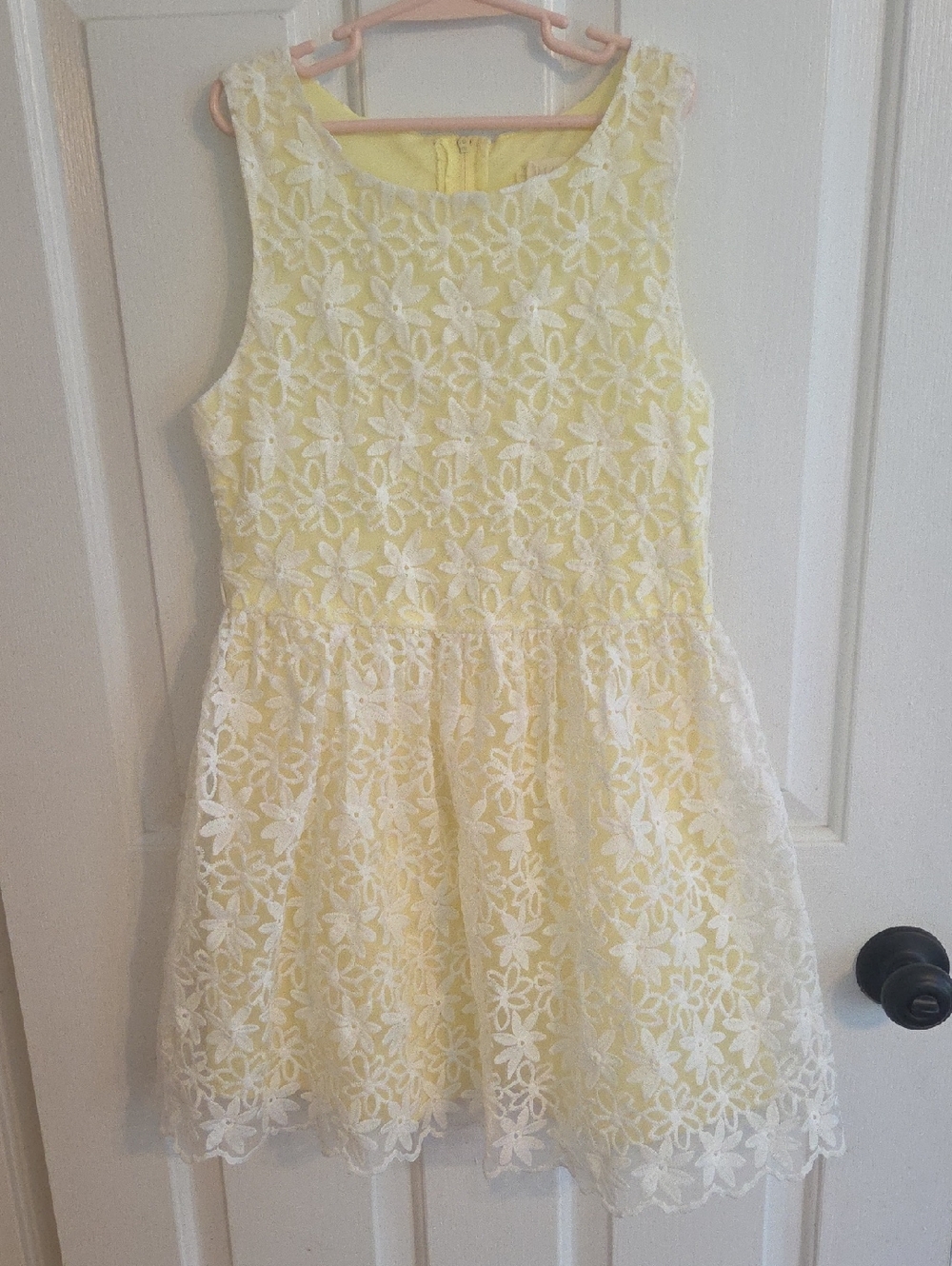 Like New! Girls Yellow Lace Overlay Party Dress Sz 10